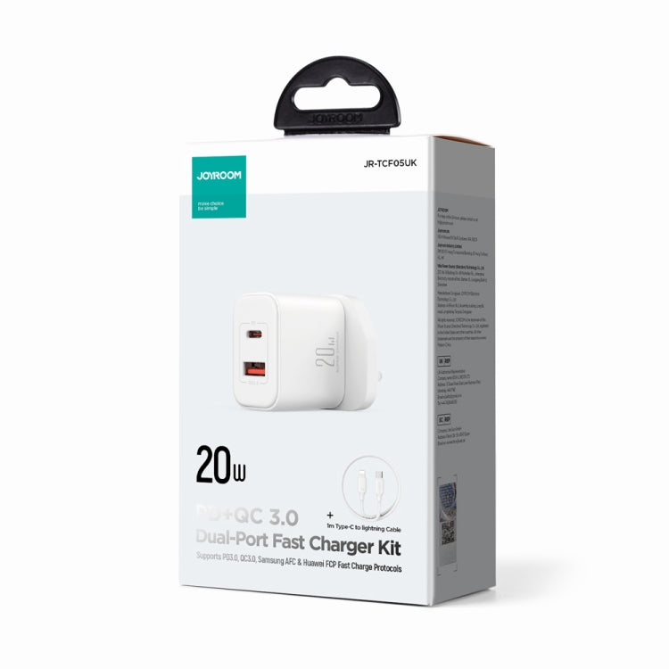 J0YROOM TCF05 20W USB+USB-C/Type-C Dual Interface Fast Charger Set, Specification:UK Plug