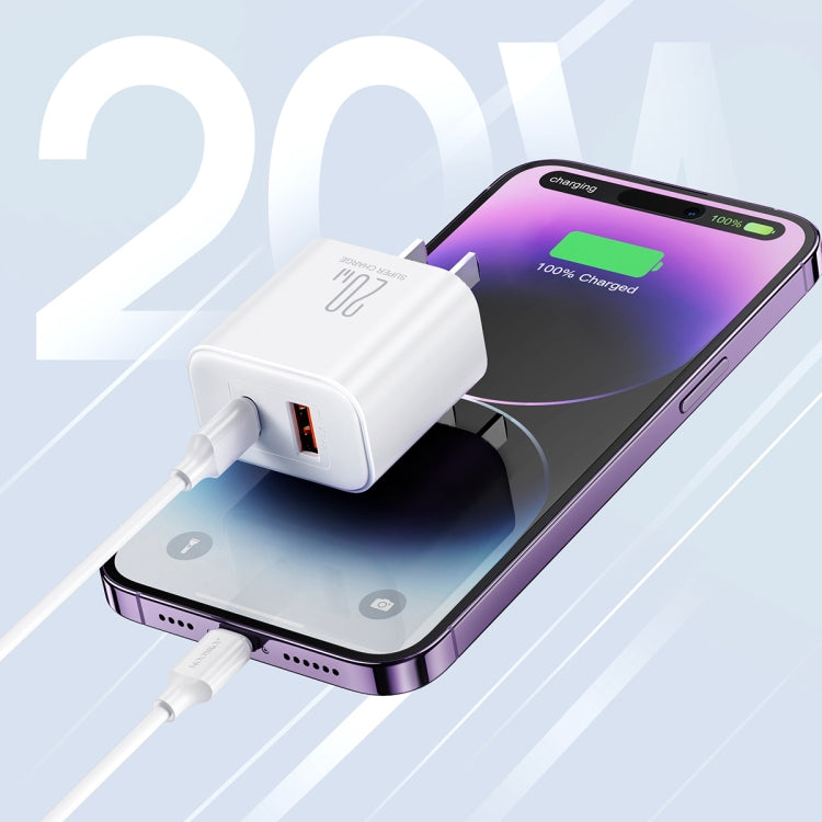 J0YROOM TCF05 20W USB+USB-C/Type-C Dual Interface Fast Charger Set, Specification:CN Plug
