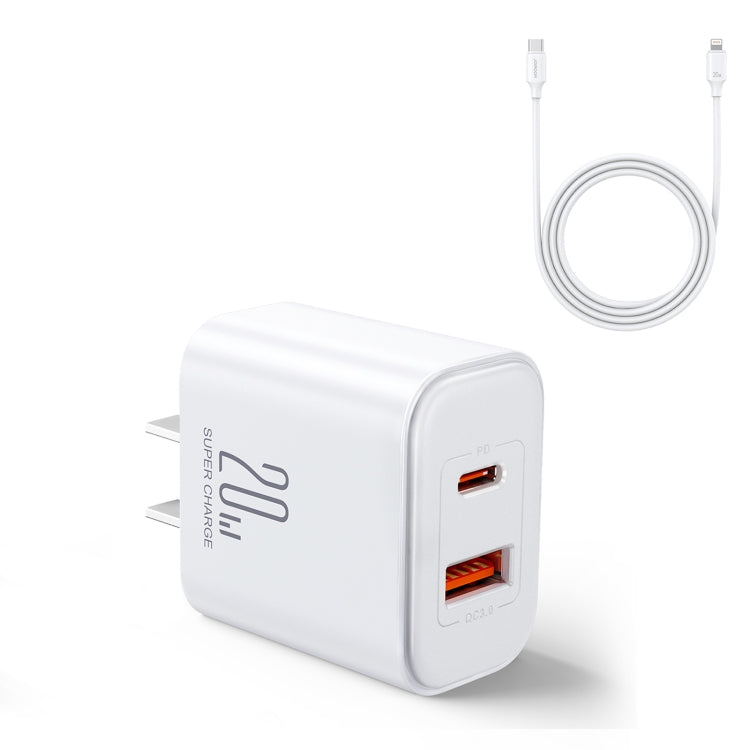 J0YROOM TCF05 20W USB+USB-C/Type-C Dual Interface Fast Charger Set, Specification:CN Plug