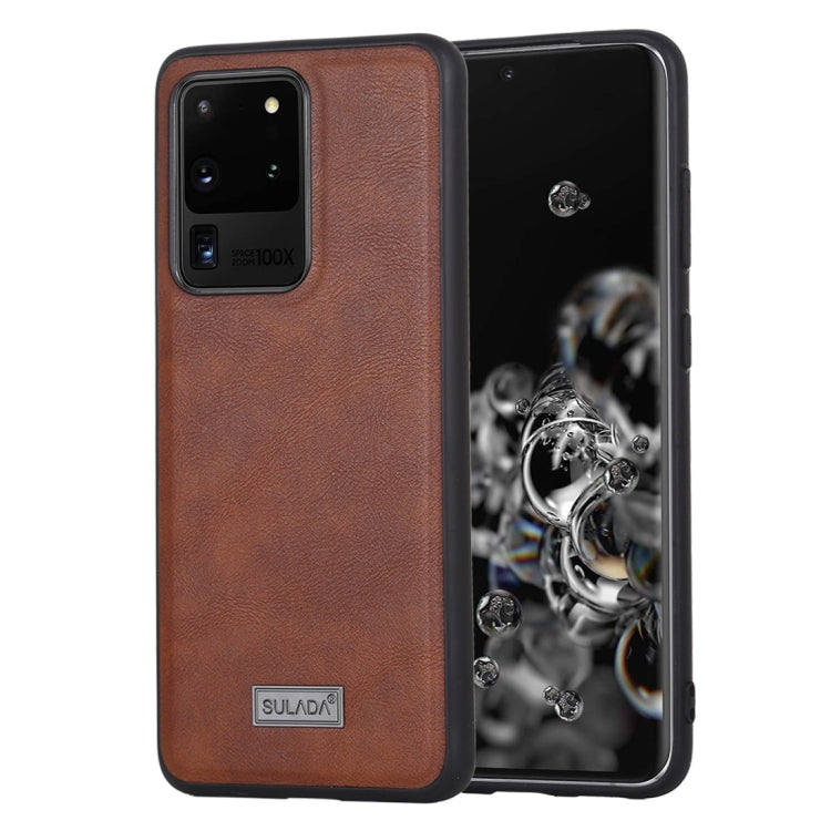 For Samsung Galaxy S20 Ultra SULADA Shockproof TPU + Handmade Leather Protective Case