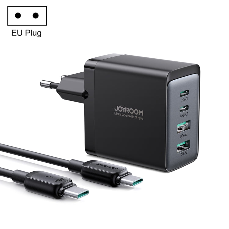 JOYROOM TCG02 Gallium Nitride 67W Dual USB+Dual USB-C/Type-C Multi-Port Charger Set, Specification:EU Plug(Black)