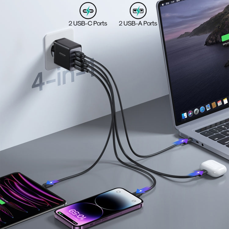 JOYROOM TCG02 Gallium Nitride 67W Dual USB+Dual USB-C/Type-C Multi-Port Charger Set, Specification:EU Plug(Black)