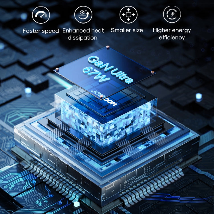 JOYROOM TCG02 Gallium Nitride 67W Dual USB+Dual USB-C/Type-C Multi-Port Charger Set, Specification:EU Plug(Black)