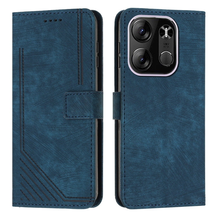 For Tecno Spark Go 2023 / Pop 7 Pro / Infinix Smart 7 X6515 Skin Feel Stripe Pattern Leather Phone Case with Lanyard