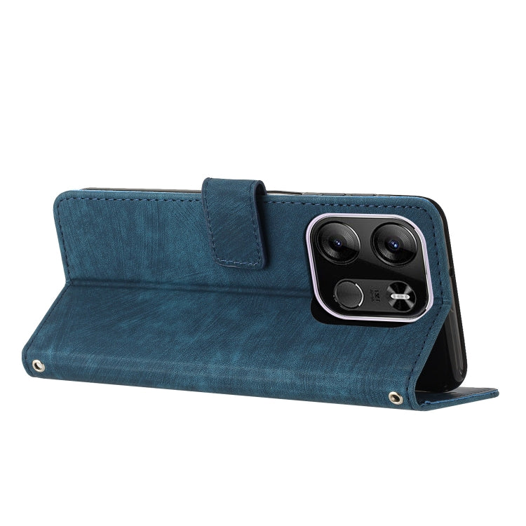 For Tecno Spark Go 2023 / Pop 7 Pro / Infinix Smart 7 X6515 Skin Feel Stripe Pattern Leather Phone Case with Lanyard