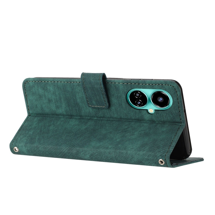 For Tecno Camon 19/19 Pro/19 Pro 5G Skin Feel Stripe Pattern Leather Phone Case with Lanyard