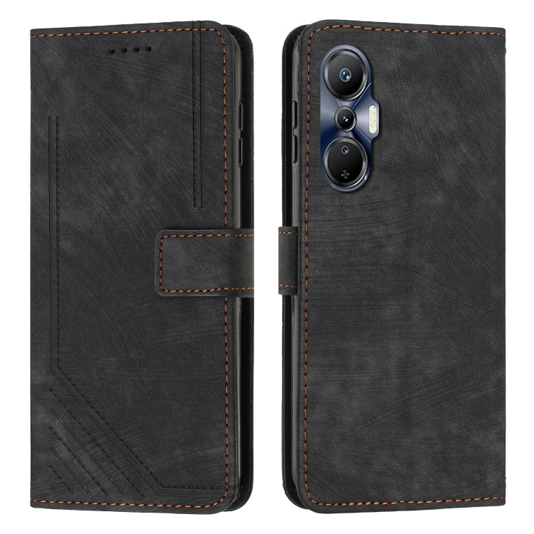 For Infinix Hot 20S Skin Feel Stripe Pattern Leather Phone Case with Lanyard