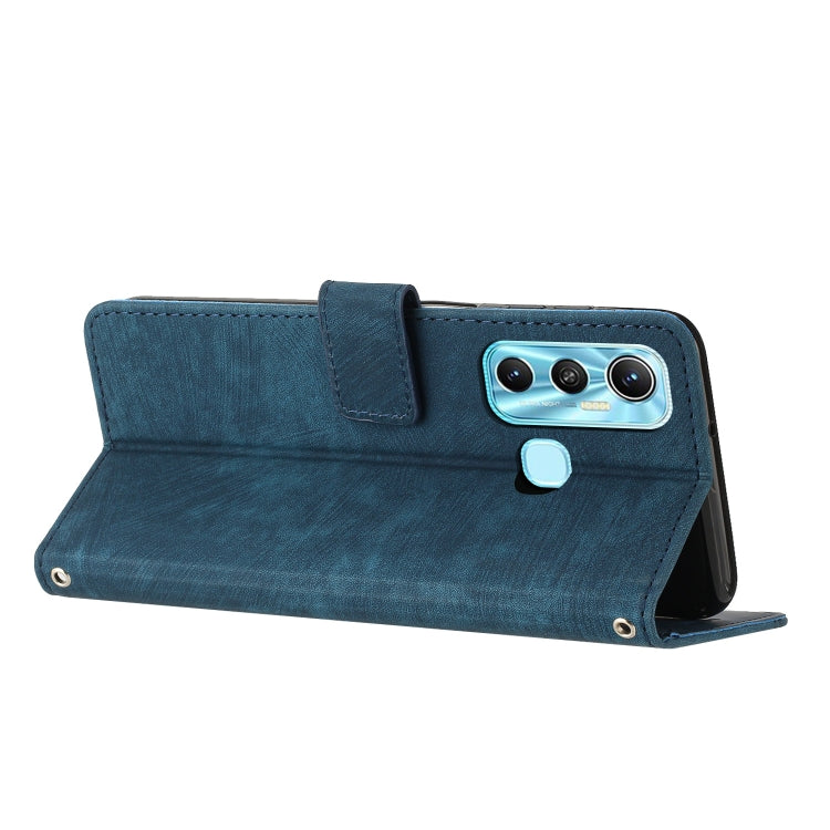 For Infinix Hot 11 2021 / Note 12 4G Skin Feel Stripe Pattern Leather Phone Case with Lanyard