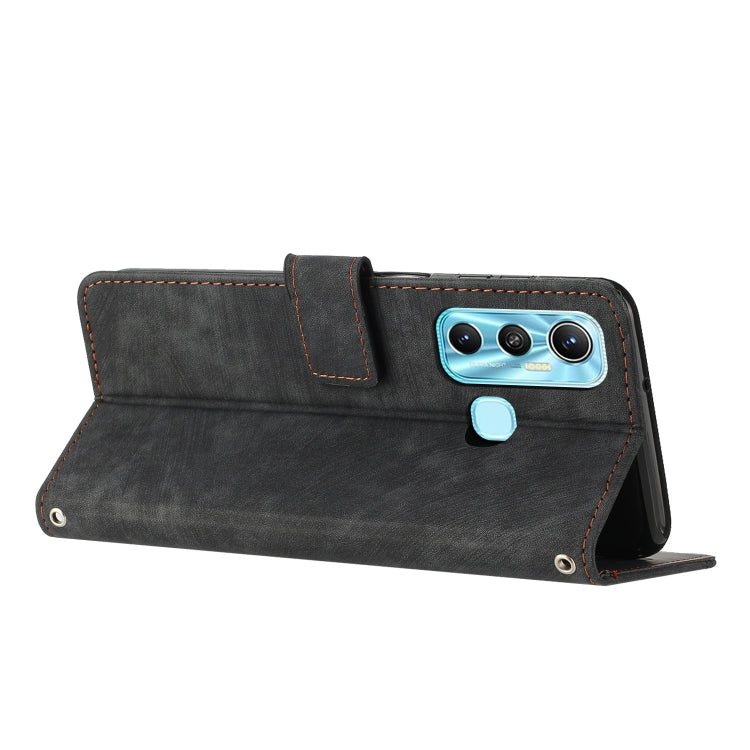 For Infinix Hot 11 2021 / Note 12 4G Skin Feel Stripe Pattern Leather Phone Case with Lanyard