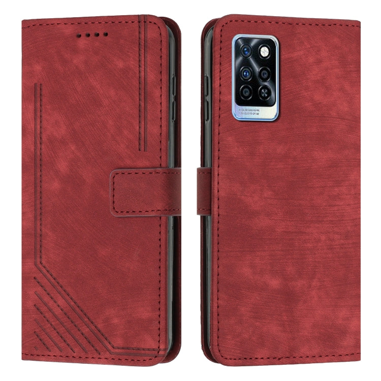 For Infinix Note 10 Pro / 10 Pro NFC Skin Feel Stripe Pattern Leather Phone Case with Lanyard