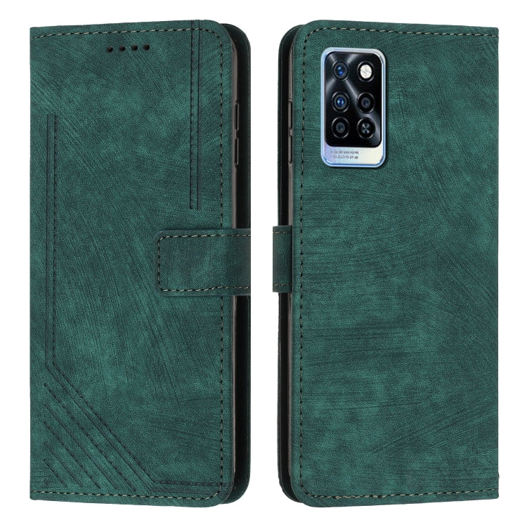 For Infinix Note 10 Pro / 10 Pro NFC Skin Feel Stripe Pattern Leather Phone Case with Lanyard