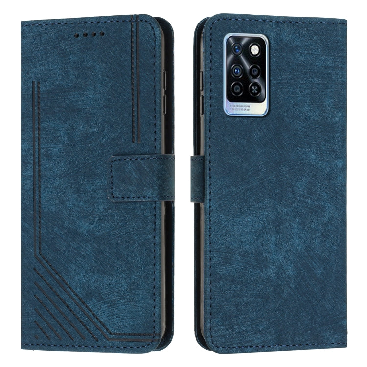 For Infinix Note 10 Pro / 10 Pro NFC Skin Feel Stripe Pattern Leather Phone Case with Lanyard