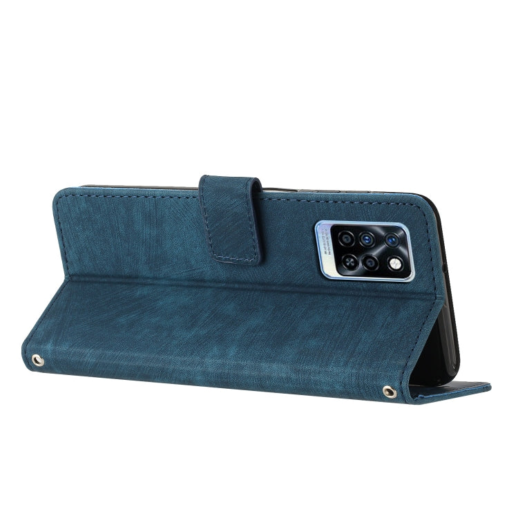 For Infinix Note 10 Pro / 10 Pro NFC Skin Feel Stripe Pattern Leather Phone Case with Lanyard