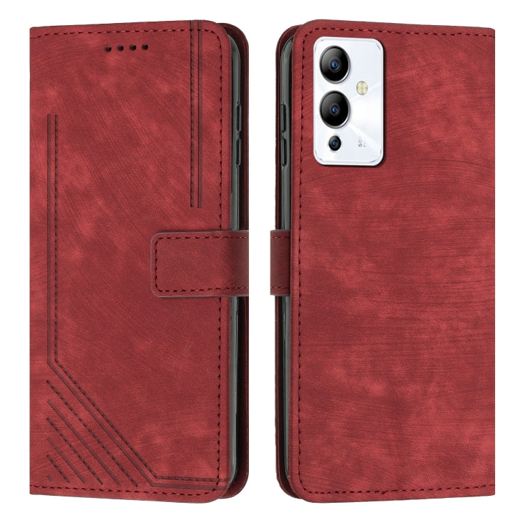 For Infinix Note 12 5G / 12 Pro 5G Skin Feel Stripe Pattern Leather Phone Case with Lanyard