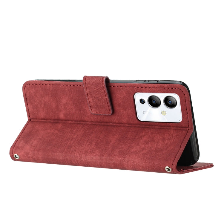 For Infinix Note 12i Skin Feel Stripe Pattern Leather Phone Case with Lanyard