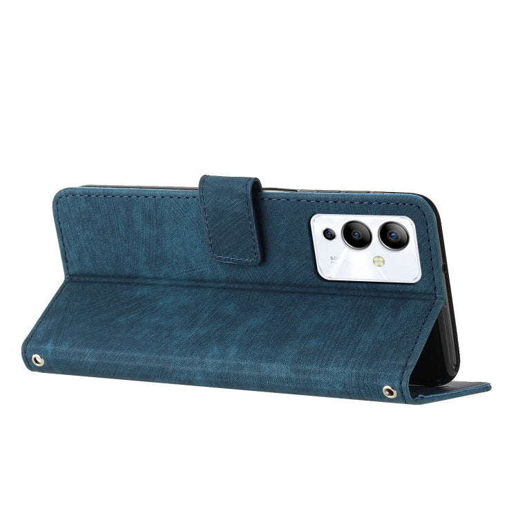 For Infinix Note 12i Skin Feel Stripe Pattern Leather Phone Case with Lanyard