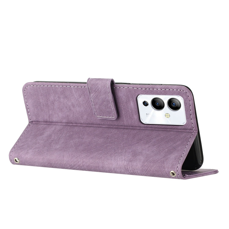 For Infinix Note 12i Skin Feel Stripe Pattern Leather Phone Case with Lanyard