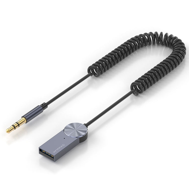 KUULAA KL-YP04 CD Texture Car AUX Bluetooth 5.0 Receiver 3.5mm Audio Adapter(Blue)