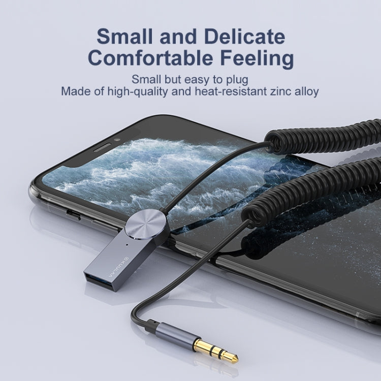 KUULAA KL-YP04 CD Texture Car AUX Bluetooth 5.0 Receiver 3.5mm Audio Adapter(Blue)