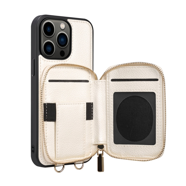 For iPhone 14 Pro Max Zipper Card Slot Phone Case