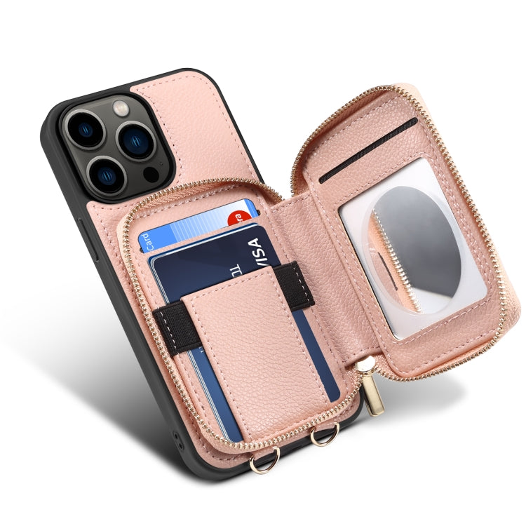 For iPhone 14 Pro Max Zipper Card Slot Phone Case