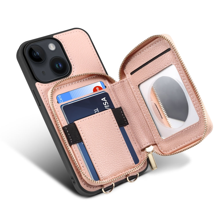 For iPhone 14 Plus Zipper Card Slot Phone Case