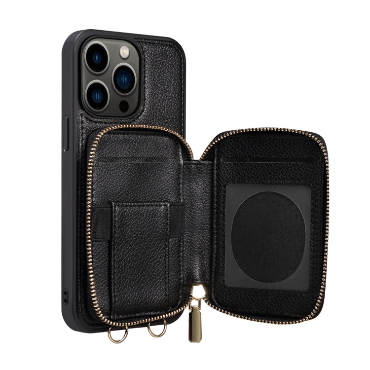 For iPhone 13 Pro Max Zipper Card Slot Phone Case