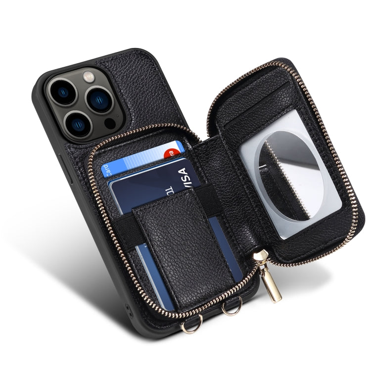 For iPhone 13 Pro Max Zipper Card Slot Phone Case