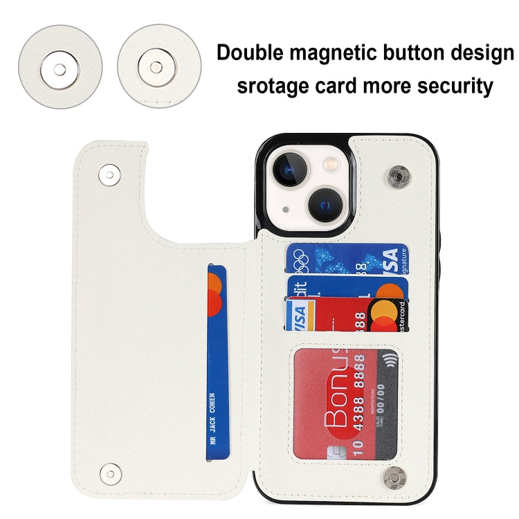 For iPhone 14 Double Buckle Rhombic PU Leather Phone Case