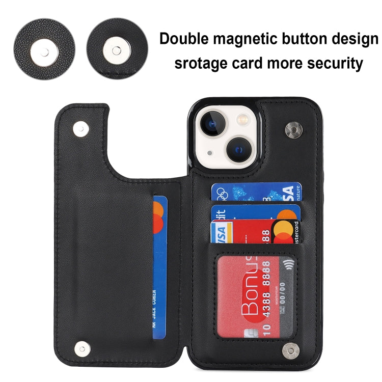 For iPhone 14 Double Buckle Rhombic PU Leather Phone Case