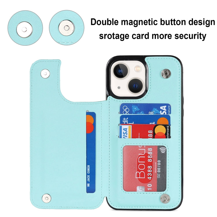 For iPhone 14 Double Buckle Rhombic PU Leather Phone Case