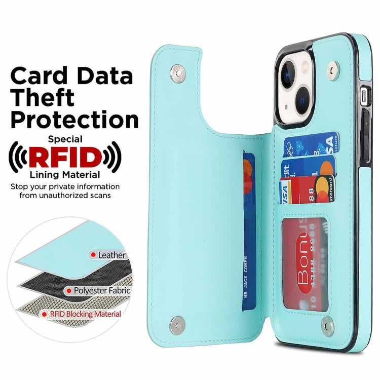 For iPhone 14 Double Buckle Rhombic PU Leather Phone Case