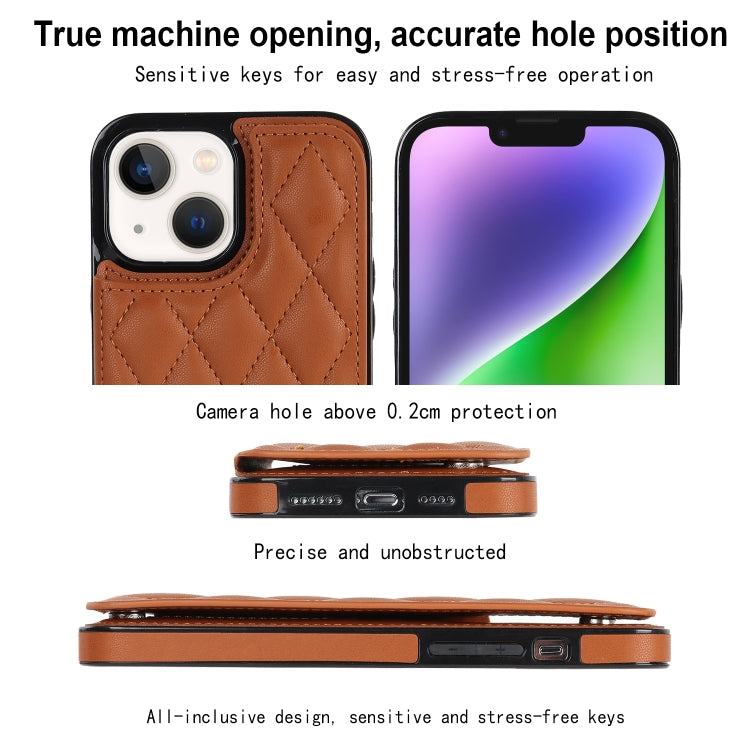 For iPhone 14 Double Buckle Rhombic PU Leather Phone Case