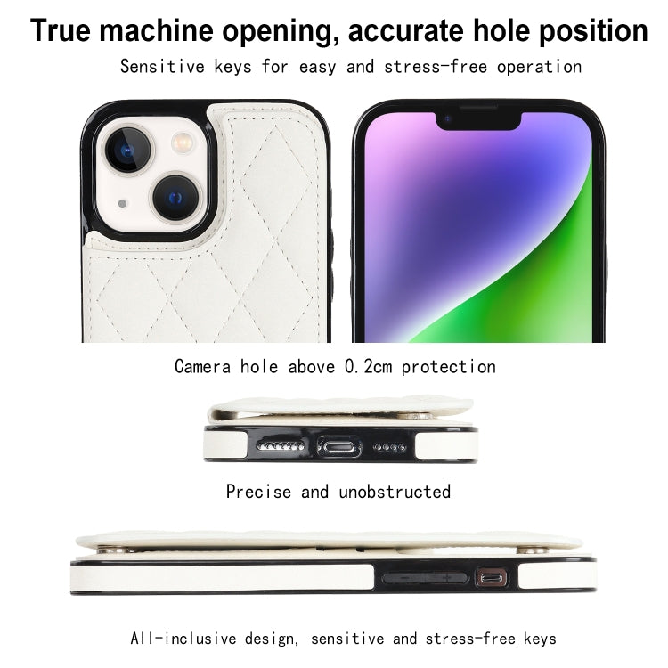 For iPhone 14 Plus Double Buckle Rhombic PU Leather Phone Case
