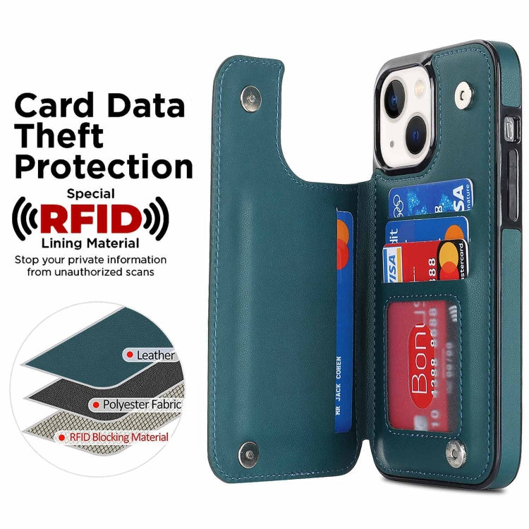 For iPhone 14 Plus Double Buckle Rhombic PU Leather Phone Case
