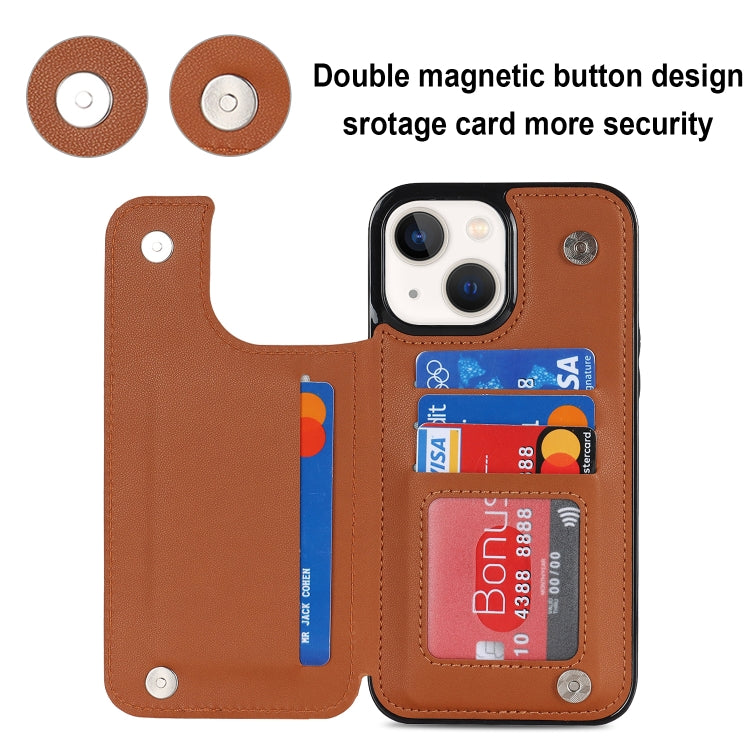 For iPhone 14 Plus Double Buckle Rhombic PU Leather Phone Case