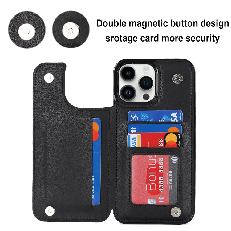 For iPhone 14 Pro Double Buckle Rhombic PU Leather Phone Case