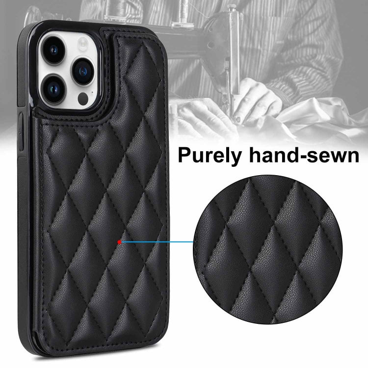 For iPhone 14 Pro Double Buckle Rhombic PU Leather Phone Case
