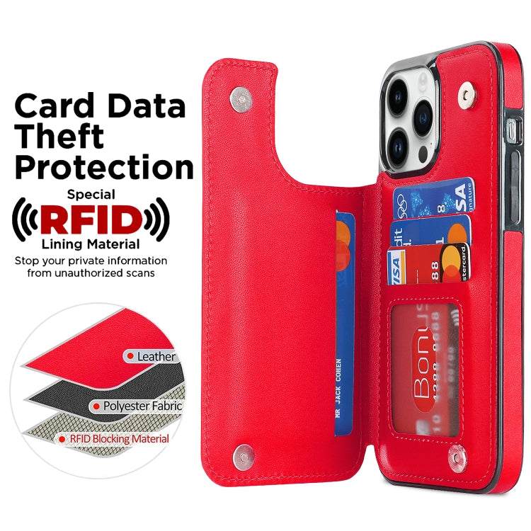 For iPhone 14 Pro Double Buckle Rhombic PU Leather Phone Case