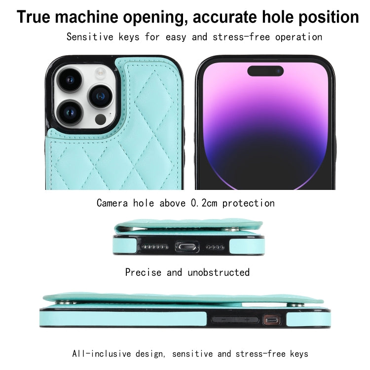 For iPhone 14 Pro Double Buckle Rhombic PU Leather Phone Case