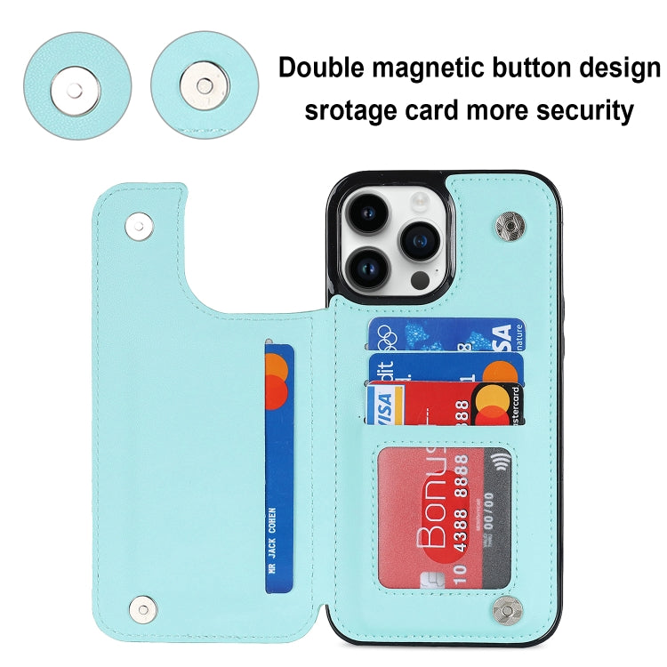 For iPhone 14 Pro Double Buckle Rhombic PU Leather Phone Case