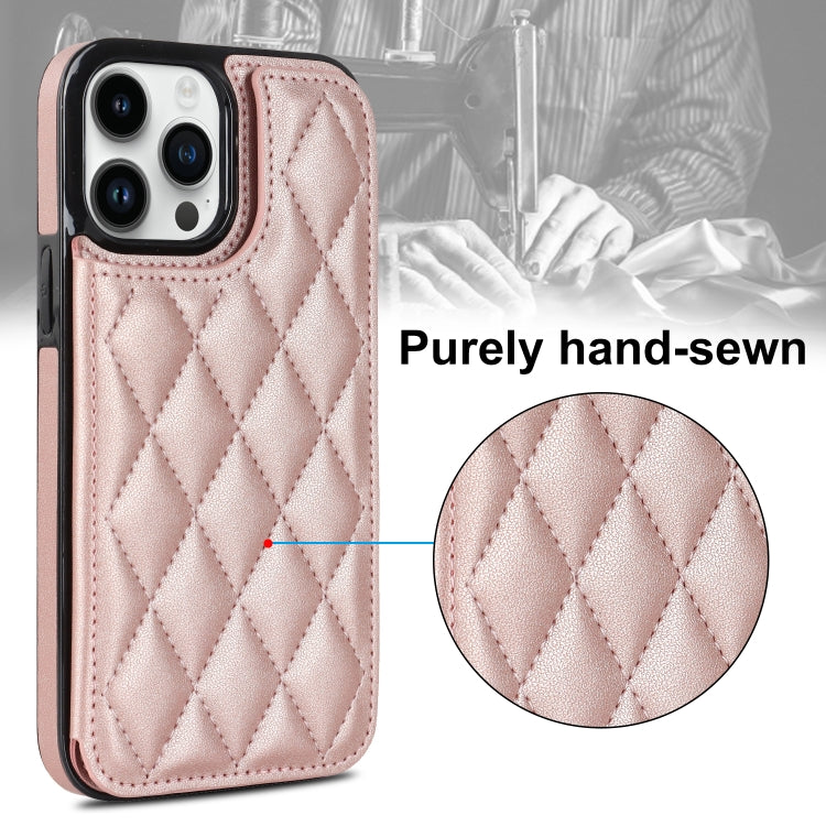 For iPhone 14 Pro Double Buckle Rhombic PU Leather Phone Case