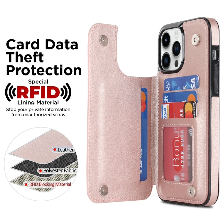 For iPhone 14 Pro Double Buckle Rhombic PU Leather Phone Case