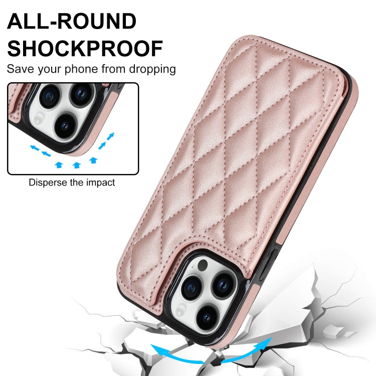 For iPhone 14 Pro Double Buckle Rhombic PU Leather Phone Case