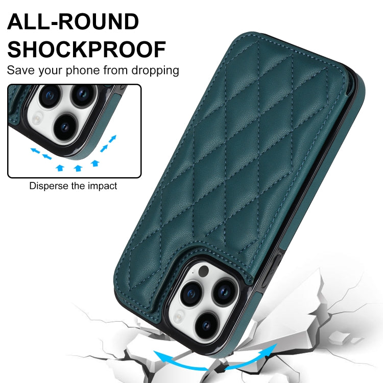 For iPhone 14 Pro Double Buckle Rhombic PU Leather Phone Case