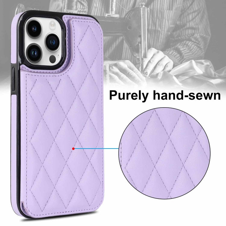 For iPhone 14 Pro Double Buckle Rhombic PU Leather Phone Case
