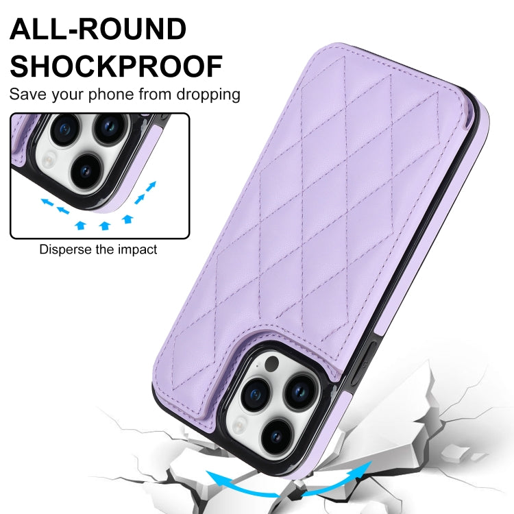 For iPhone 14 Pro Double Buckle Rhombic PU Leather Phone Case