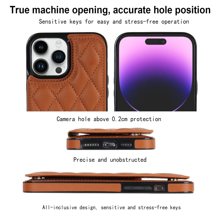 For iPhone 14 Pro Double Buckle Rhombic PU Leather Phone Case