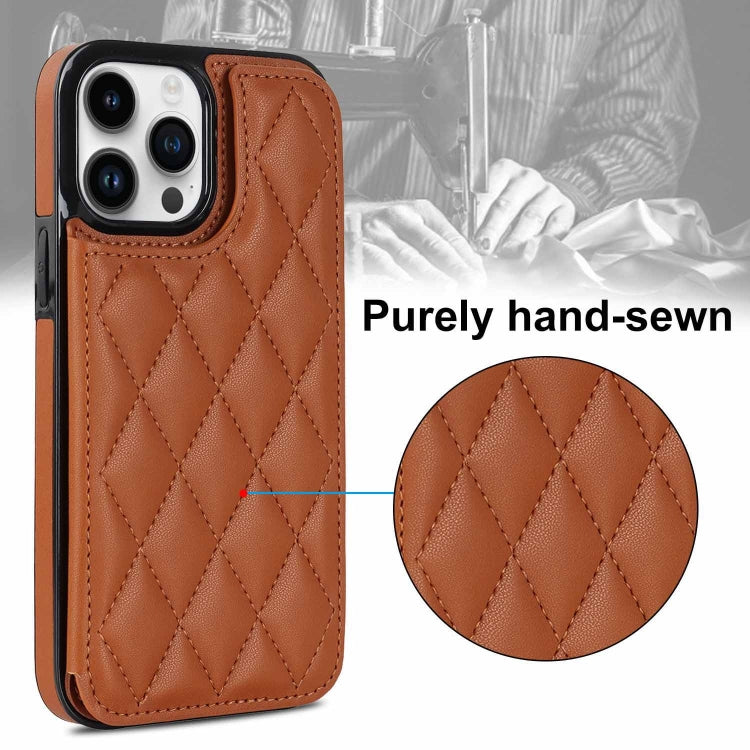 For iPhone 14 Pro Double Buckle Rhombic PU Leather Phone Case