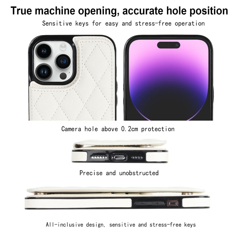 For iPhone 14 Pro Max Double Buckle Rhombic PU Leather Phone Case